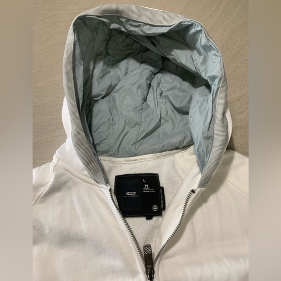 White Zip-Up Hoody with Grey Accents - Men’s size Large - Picture 5 of 10